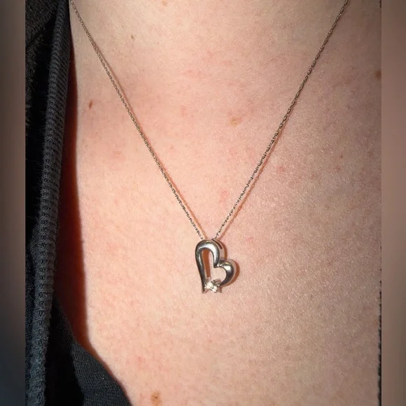 Kay Jewelers Silver Heart Pendant Necklace with Accent Stone - Picture 6 of 8